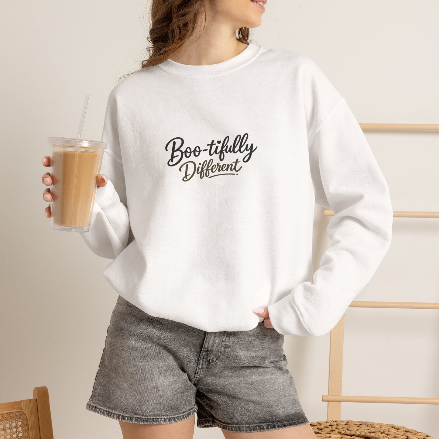 Boo-tifully Different Sweatshirt — Cute Halloween Quote Crewneck