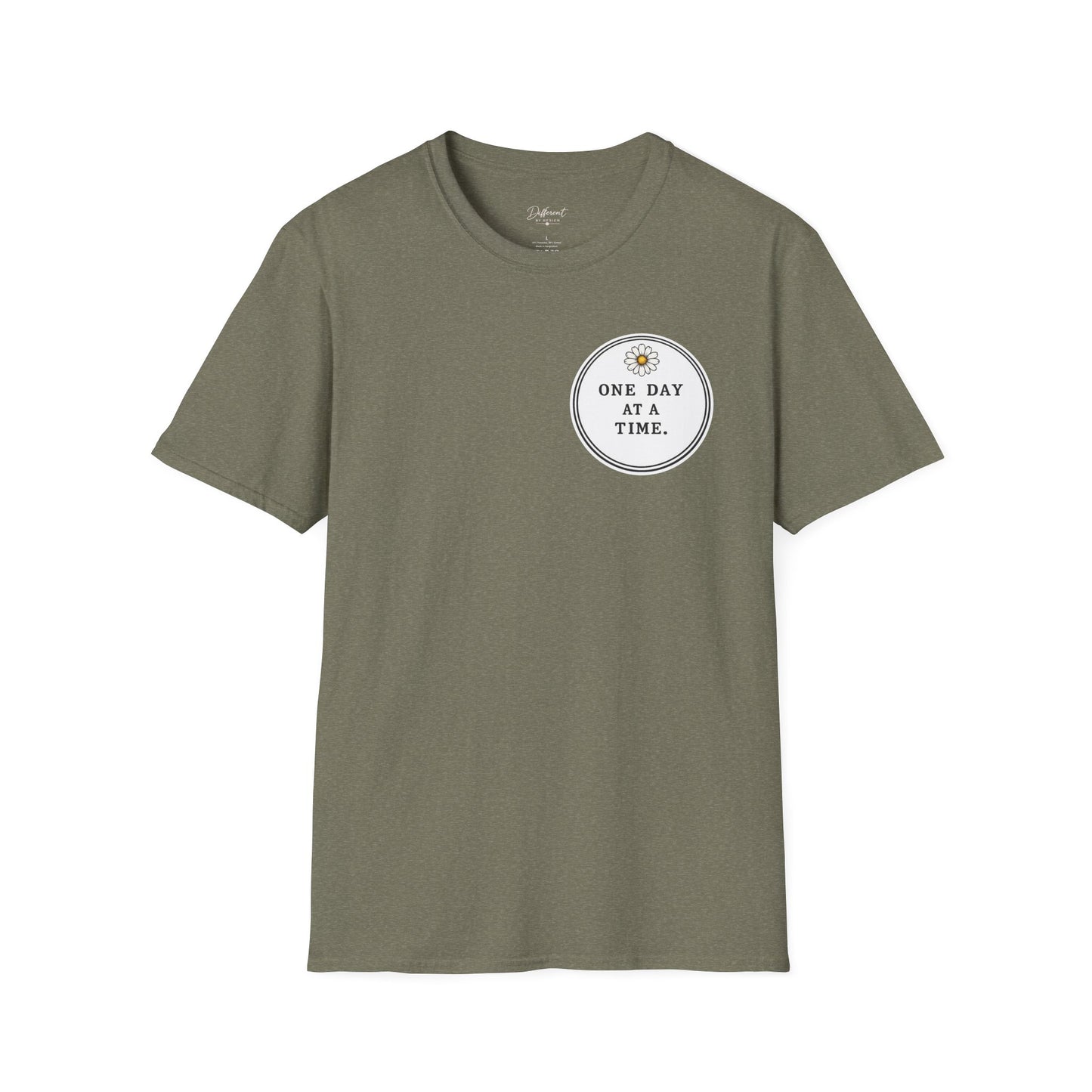 T-Shirt — "One Day at a Time" Daisy Minimalist Inspirational Tee