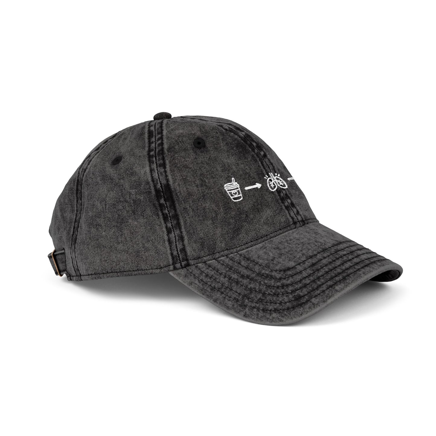 Vintage Washed Embroidered Cap — Minimal Morse Code Design