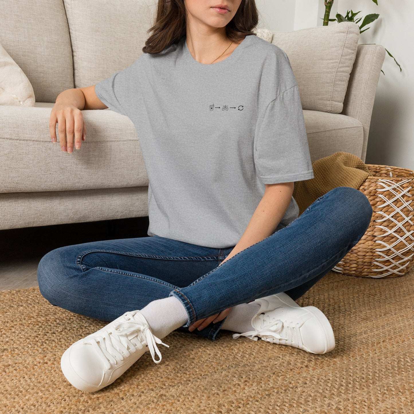 Sip, Breathe, Repeat T-Shirt — Minimal Chest Line Art Tee for Neurodivergent Calm