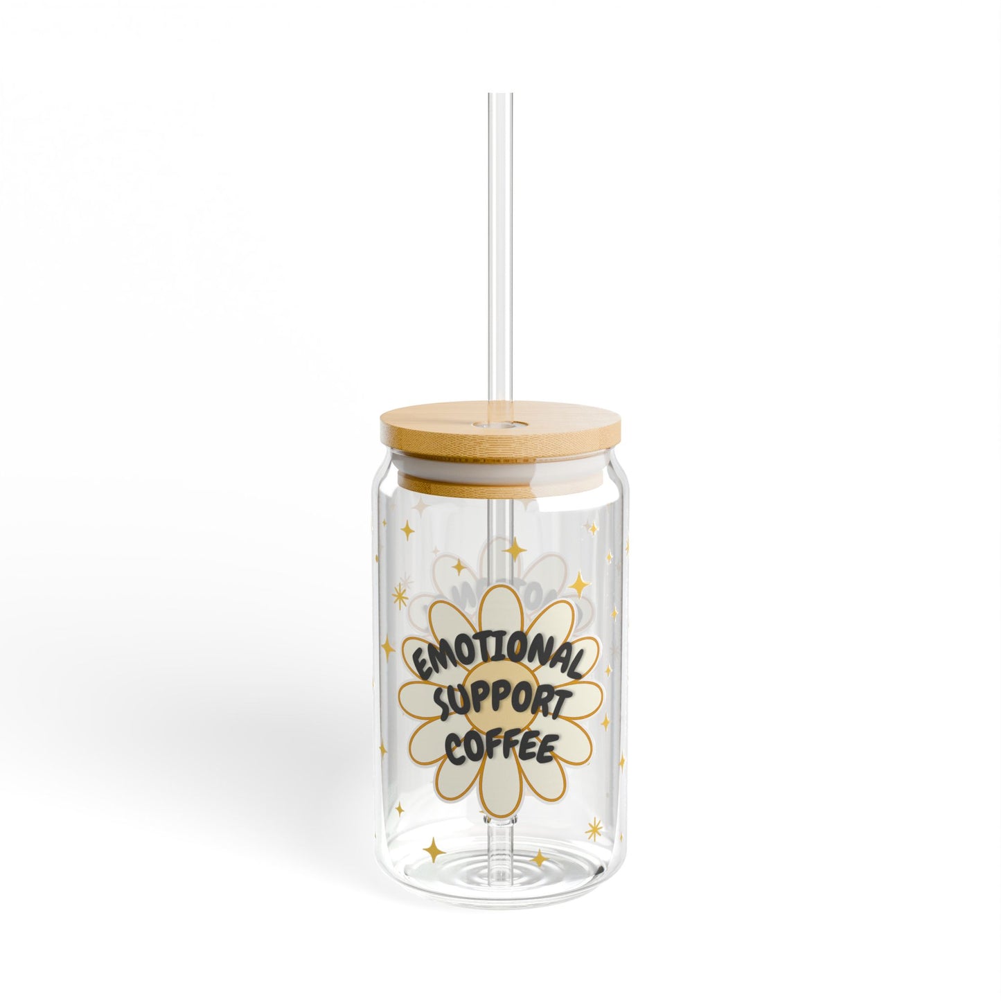 Emotional Support Coffee Sipper Glass – 16oz Insulated Tumbler with Straw