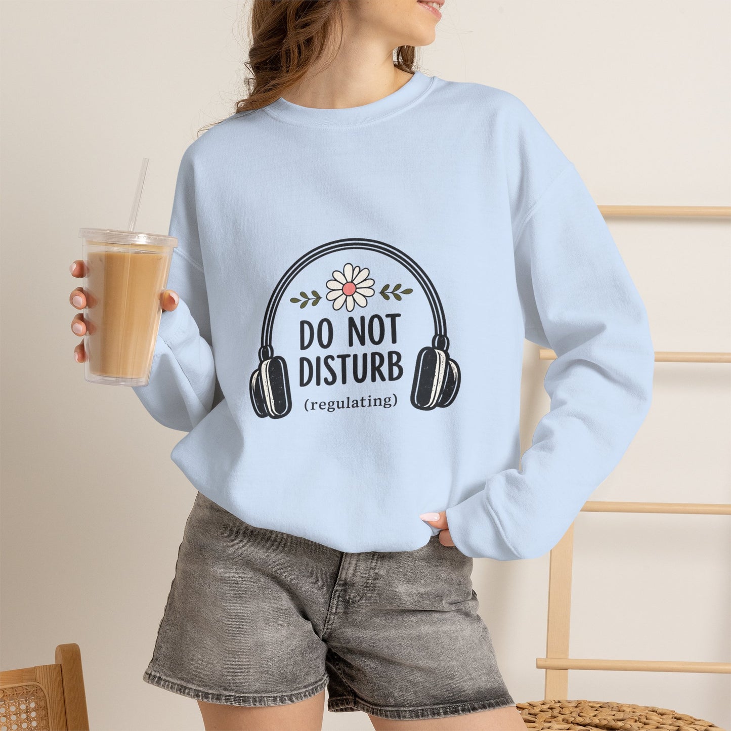 Do Not Disturb Sweatshirt – Cozy 'Do Not Disturb (regulating)' Headphones Graphic Crewneck