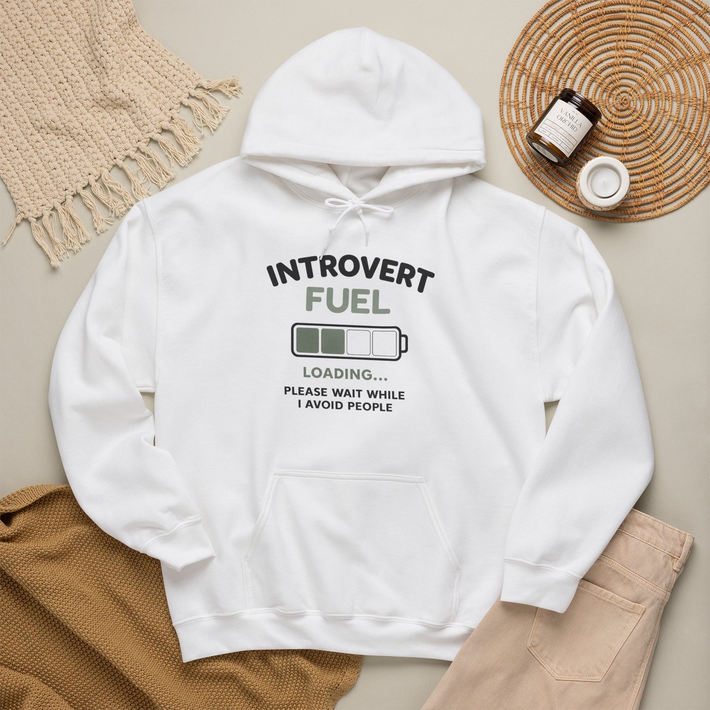 Introvert Fuel Hoodie — "Introvert Fuel: Loading… Please Wait While I Avoid People" Graphic Hoodie