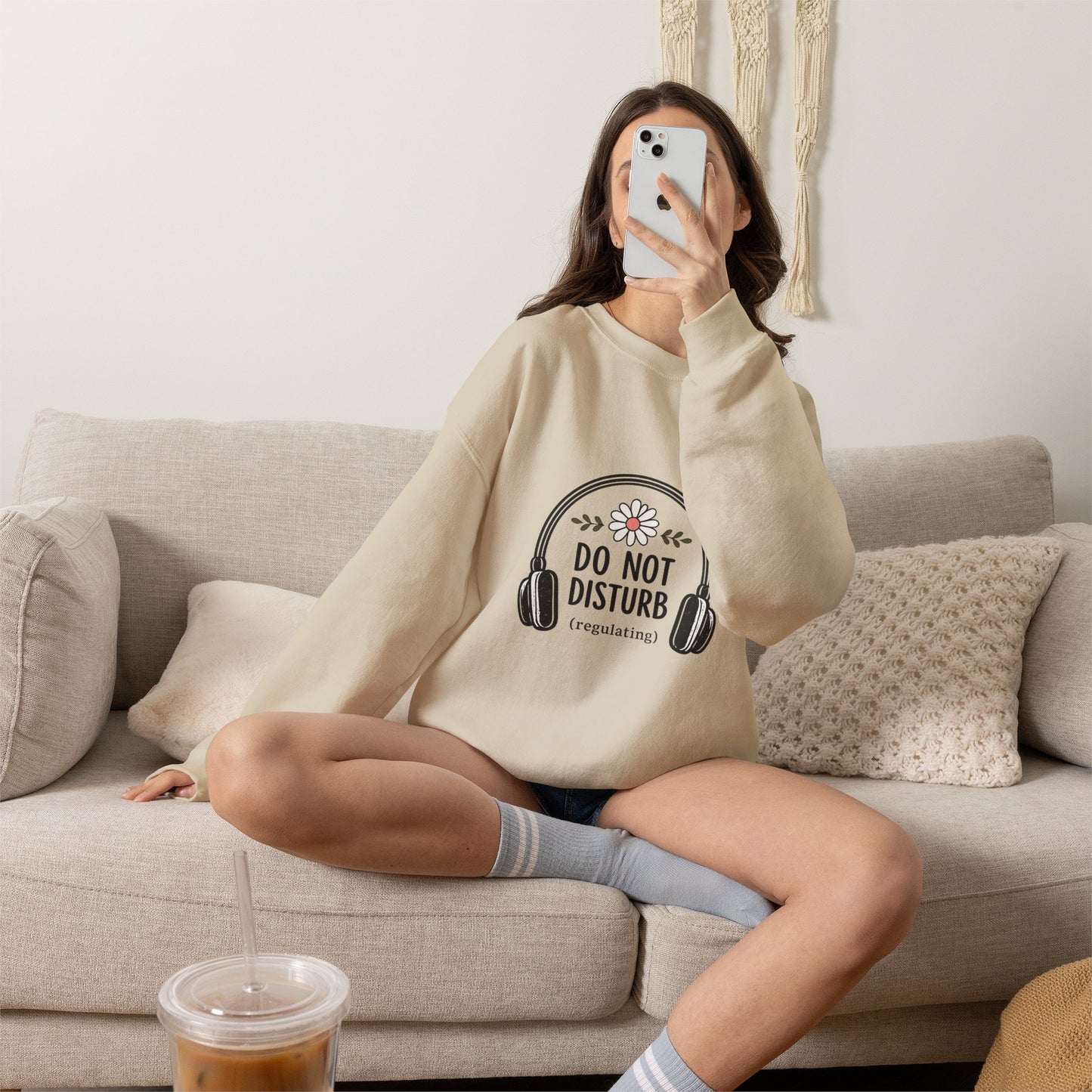 Do Not Disturb Sweatshirt – Cozy 'Do Not Disturb (regulating)' Headphones Graphic Crewneck