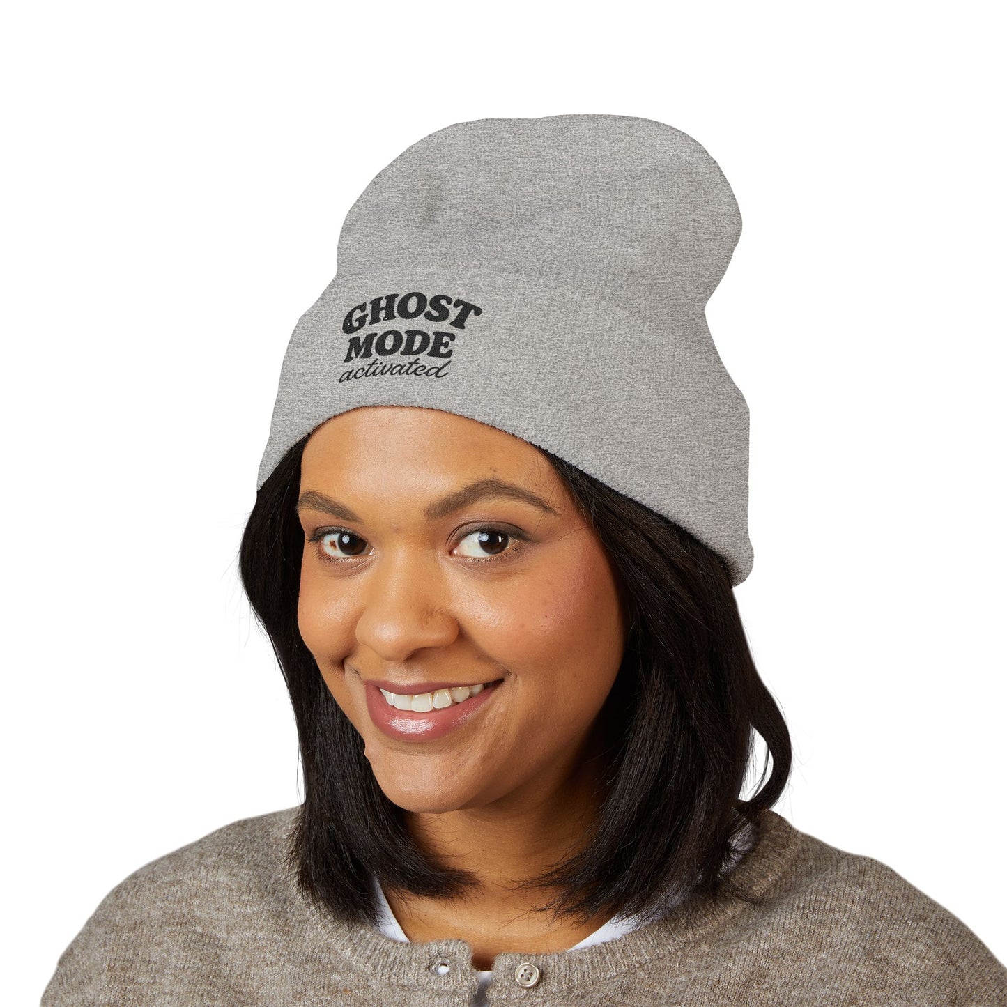 Ghost Mode Activated Embroidered Cuffed Beanie