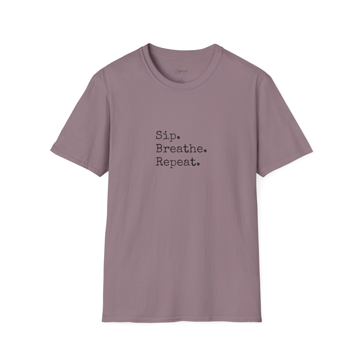Sip. Breathe. Repeat. T-Shirt — Relaxed Minimalist Self-Care Tee