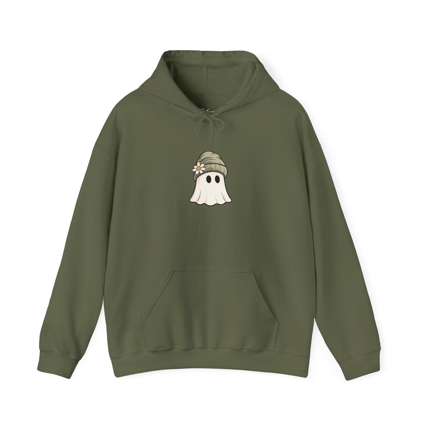 Cute Ghost Hoodie with Beanie Graphic — Cozy Fall Halloween Sweatshirt