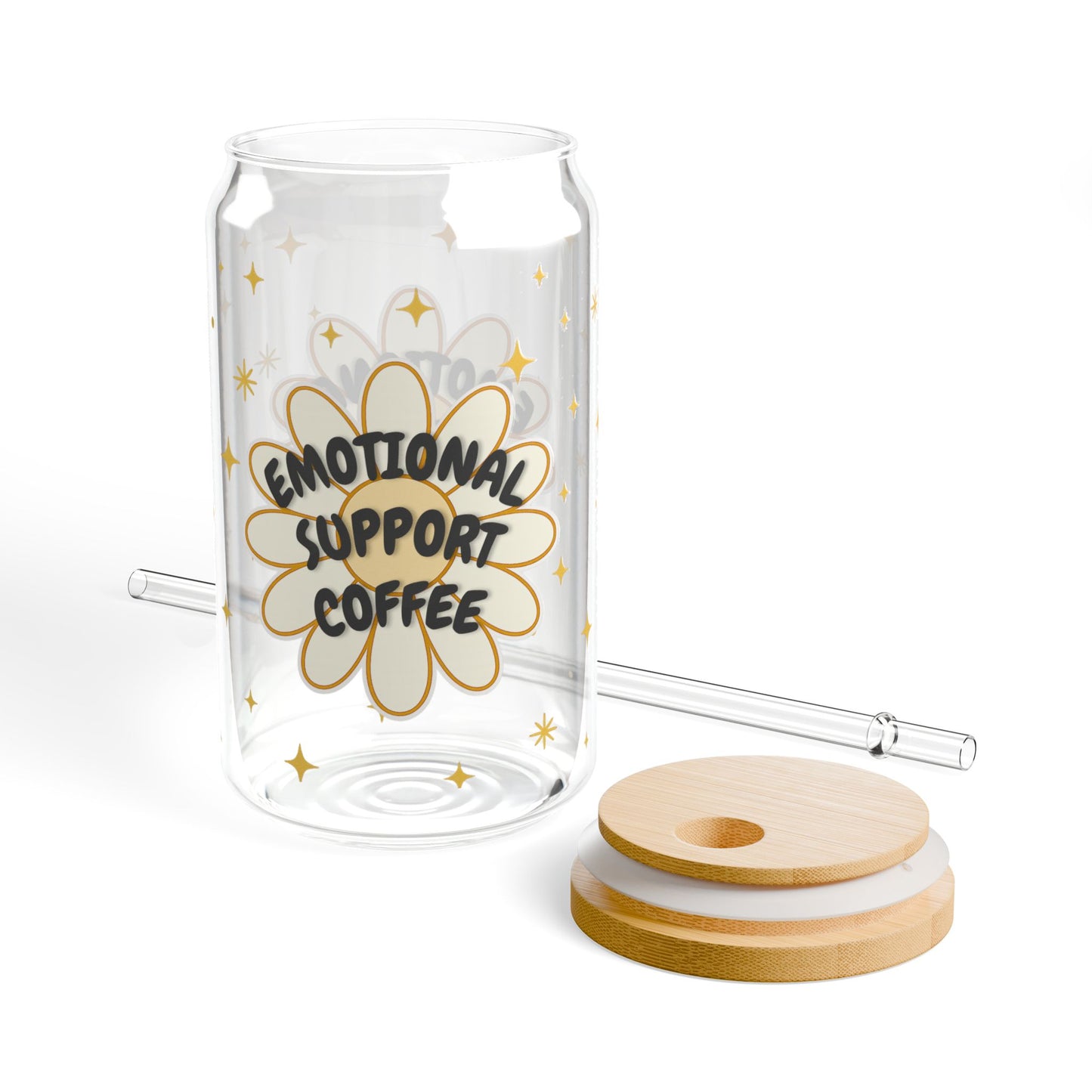Emotional Support Coffee Sipper Glass – 16oz Insulated Tumbler with Straw