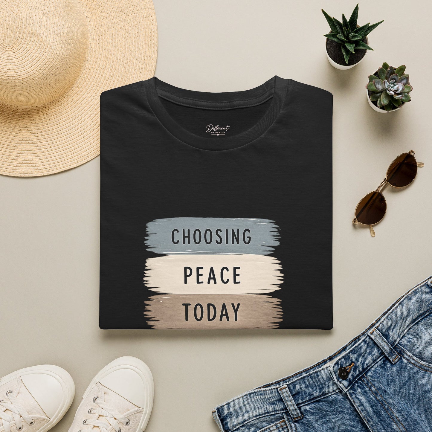 T-Shirt — "Choosing Peace Today" Inspirational Brushstroke Tee