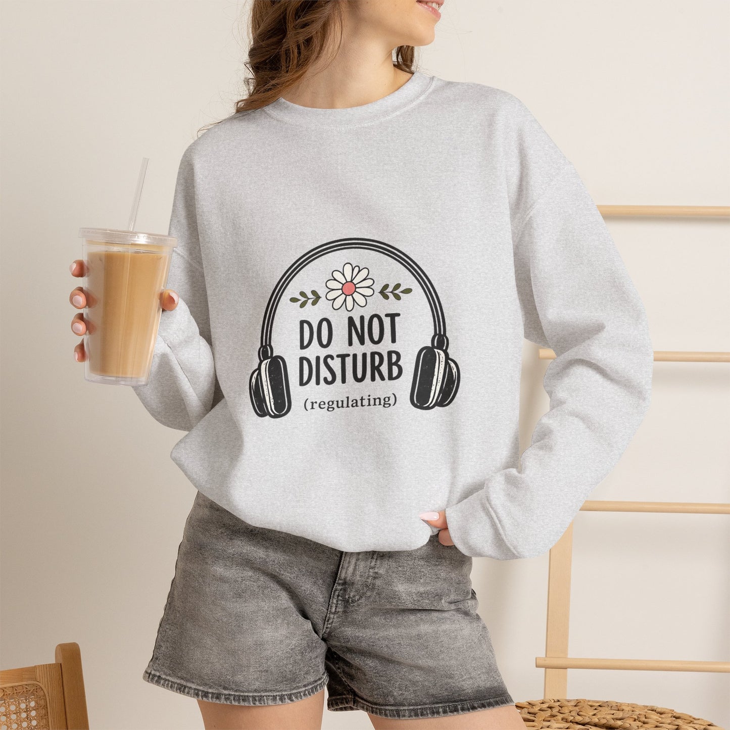 Do Not Disturb Sweatshirt – Cozy 'Do Not Disturb (regulating)' Headphones Graphic Crewneck