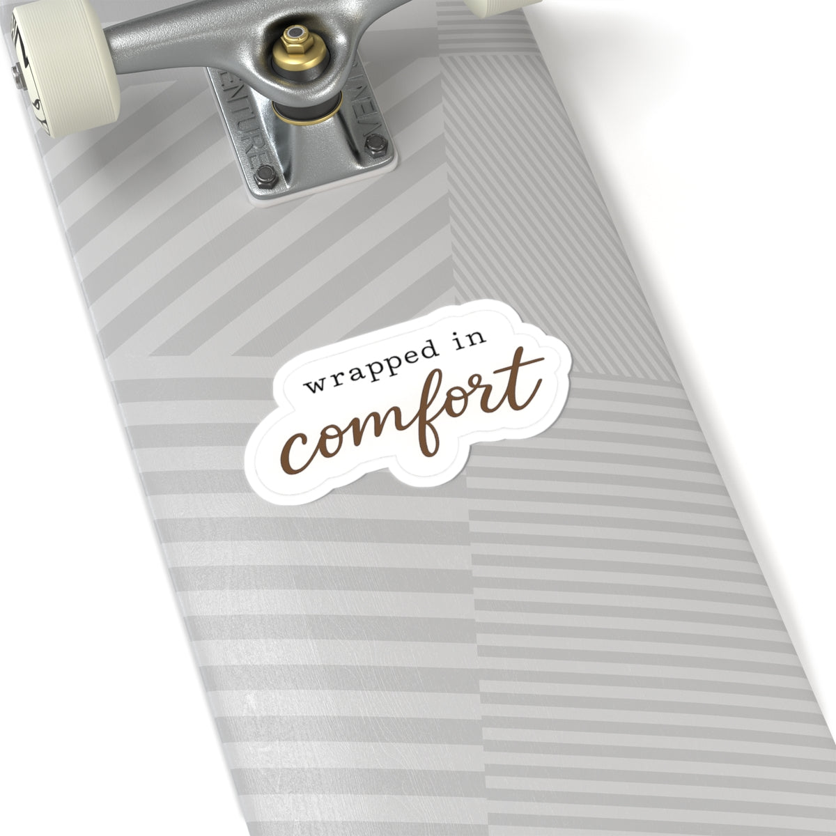 Wrapped in Comfort Sticker — Cozy Script Kiss-Cut Vinyl Sticker