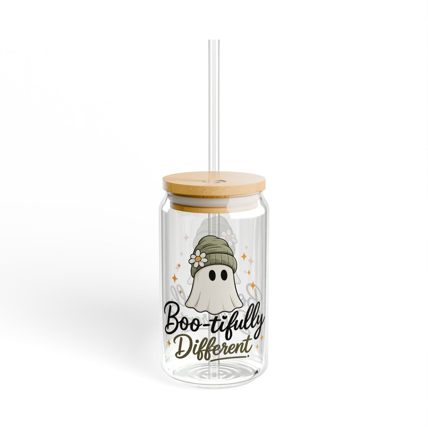 Boo-tifully Different Ghost Sipper Glass – 16oz Halloween Drink Glass