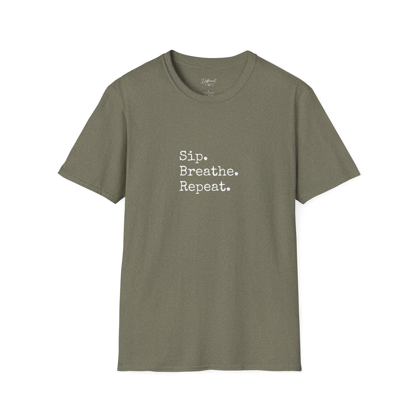 Sip. Breathe. Repeat. T-Shirt — Relaxed Minimalist Self-Care Tee