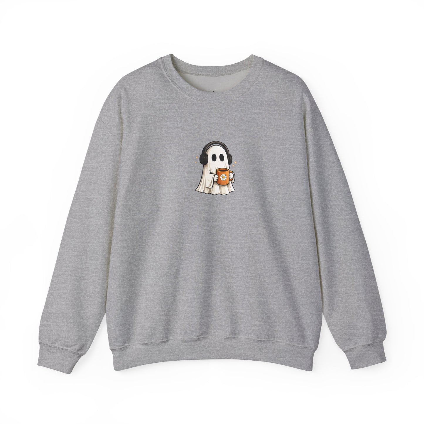 Cute Ghost Holding Pumpkin Crewneck Sweatshirt