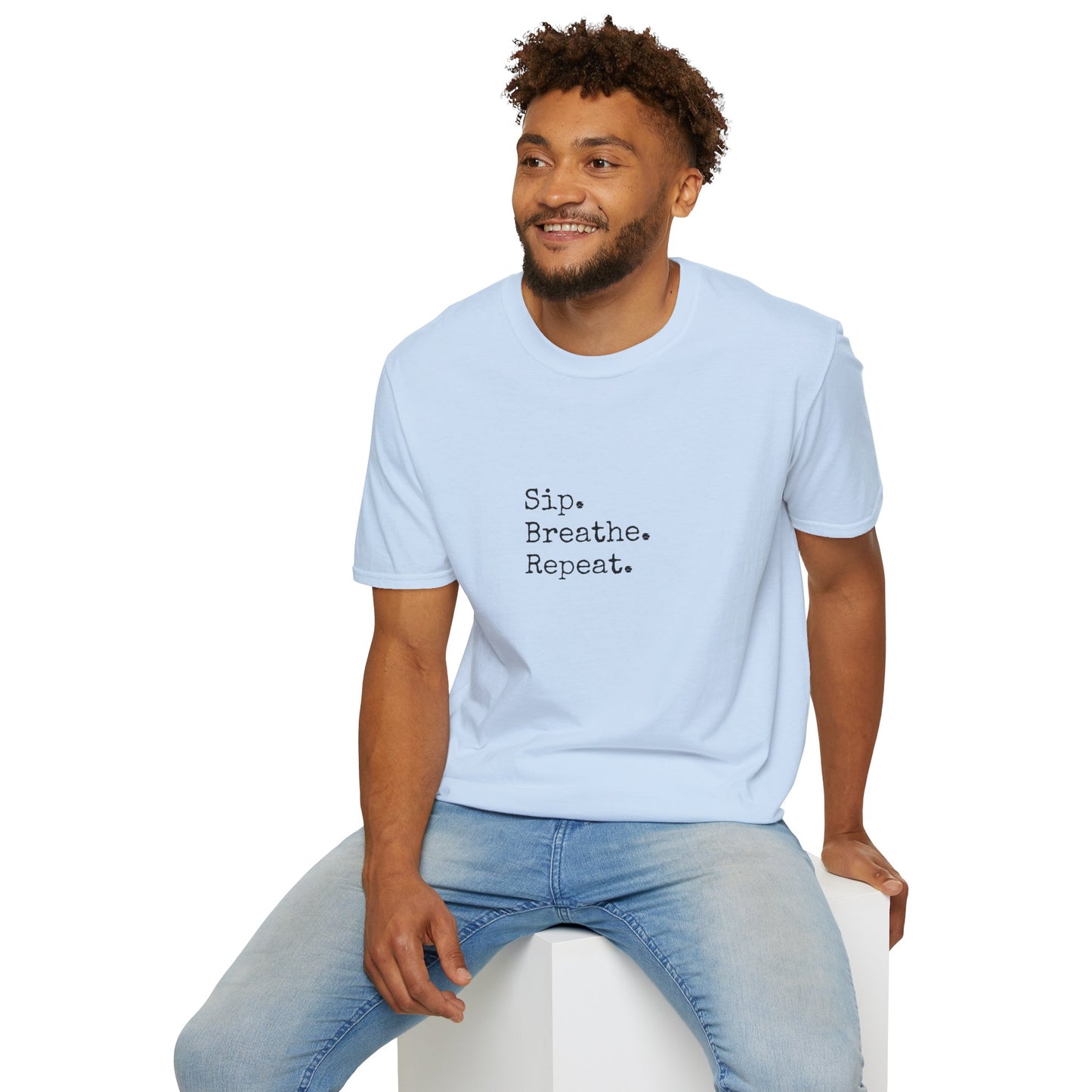 Sip. Breathe. Repeat. T-Shirt — Relaxed Minimalist Self-Care Tee