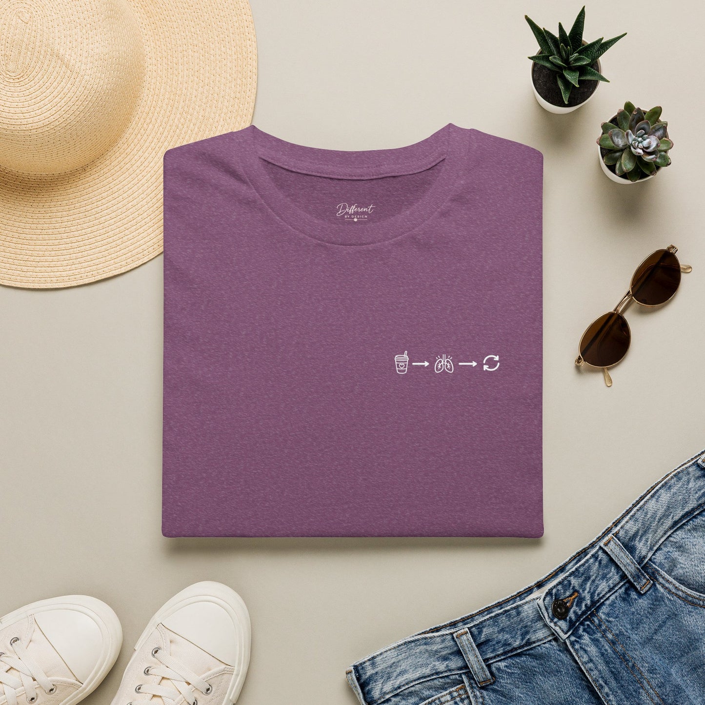 Sip, Breathe, Repeat T-Shirt — Minimal Chest Line Art Tee for Neurodivergent Calm