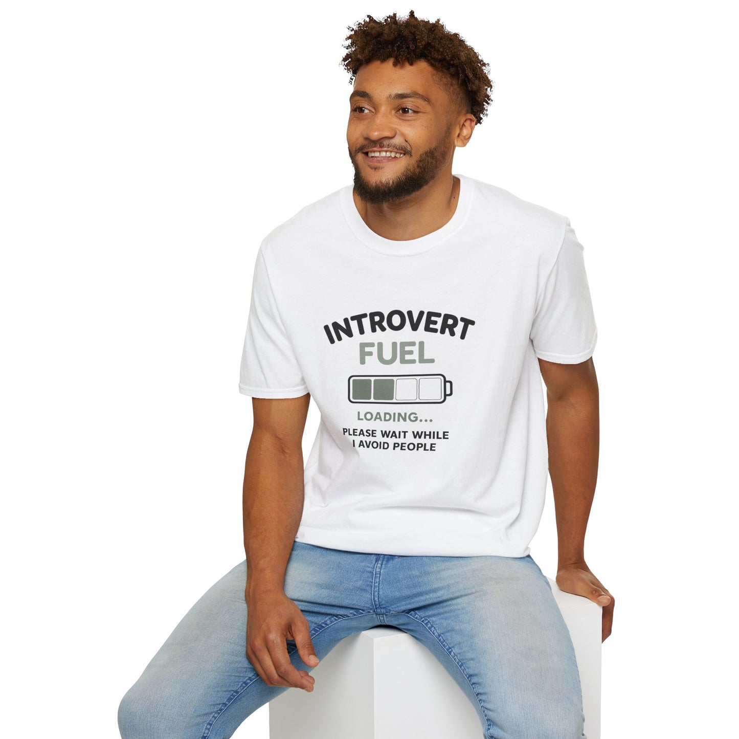 Introvert Fuel T‑Shirt — 'Introvert Fuel Loading' Battery Graphic Tee