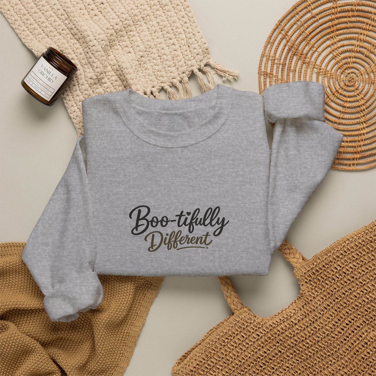 Boo-tifully Different Sweatshirt — Cute Halloween Quote Crewneck