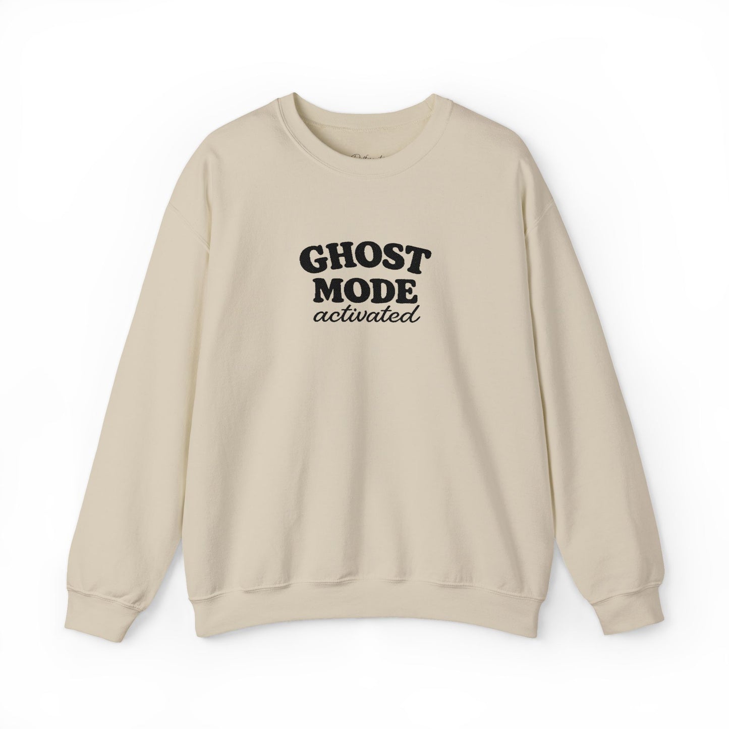 Ghost Mode Crewneck Sweatshirt — Minimalist White Pullover