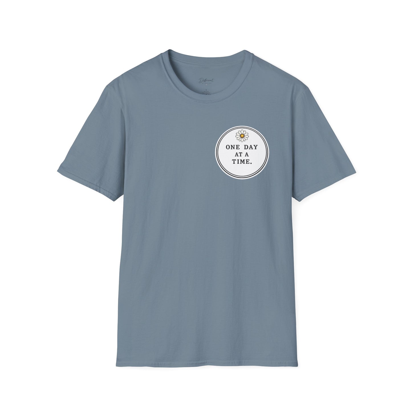 T-Shirt — "One Day at a Time" Daisy Minimalist Inspirational Tee