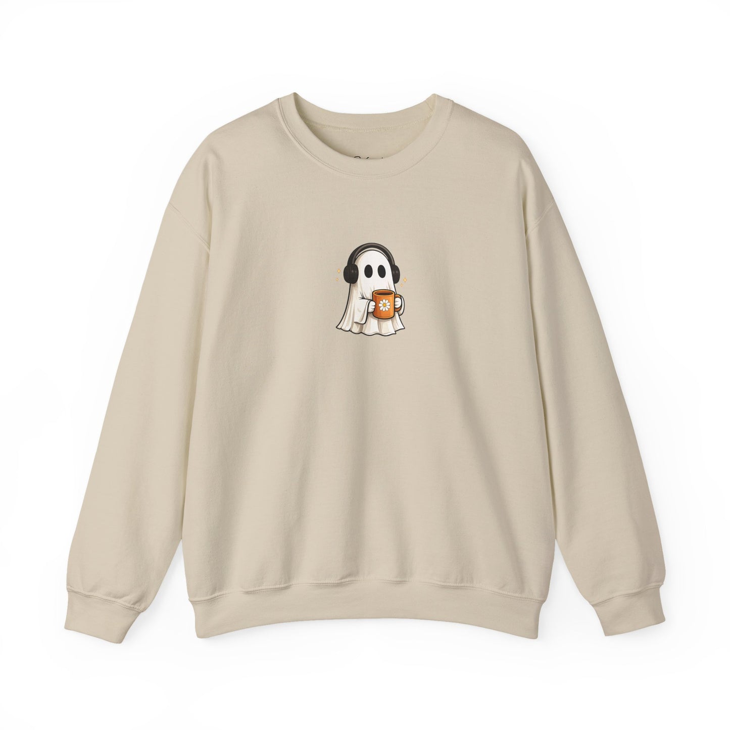 Cute Ghost Holding Pumpkin Crewneck Sweatshirt