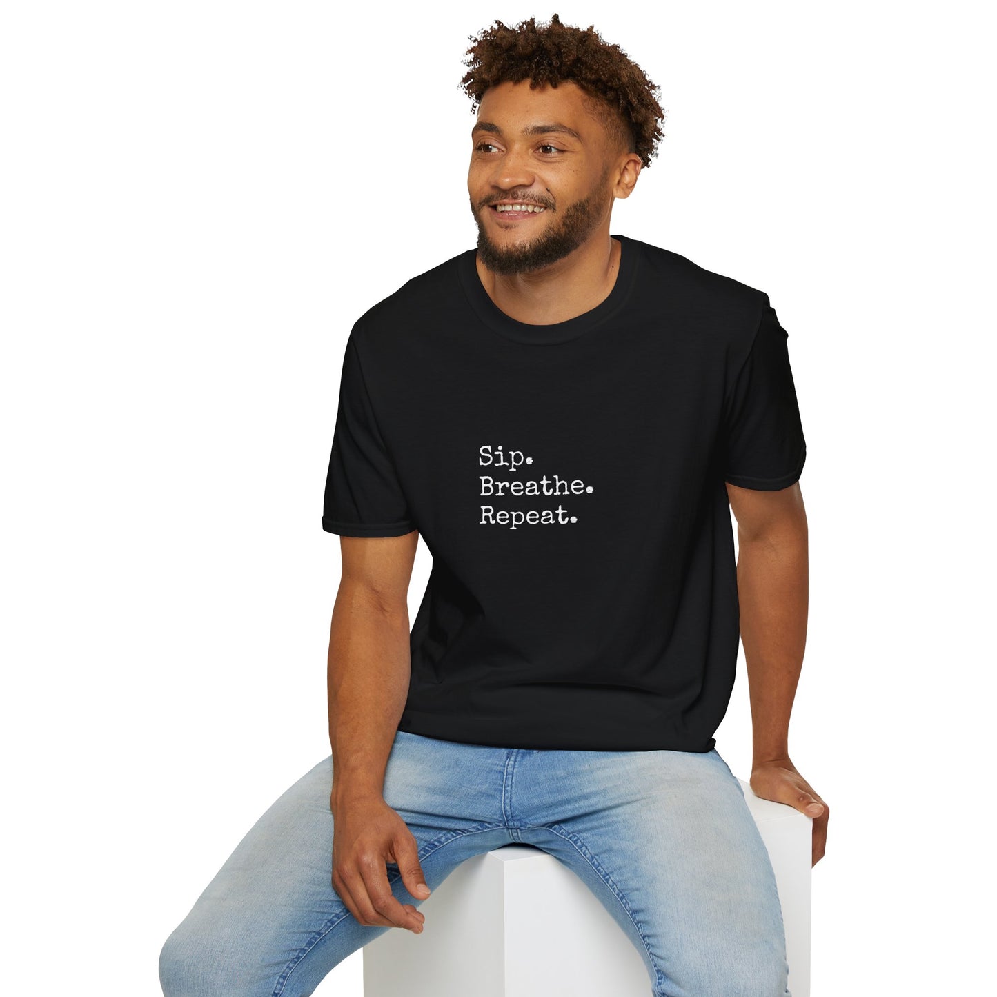 Sip. Breathe. Repeat. T-Shirt — Relaxed Minimalist Self-Care Tee
