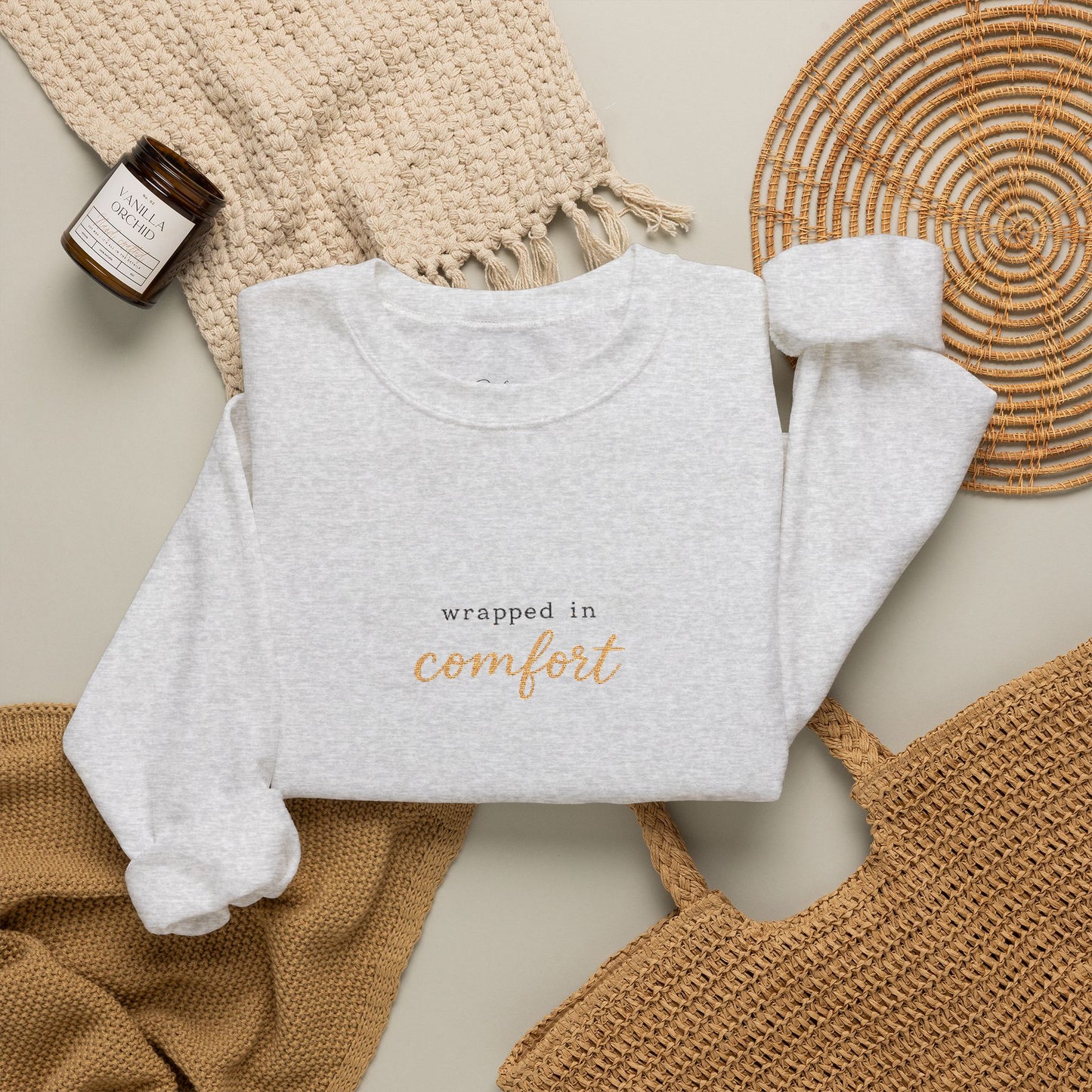 Comfort Crewneck Sweatshirt - "Wrapped in Comfort" Cozy Casual Pullover