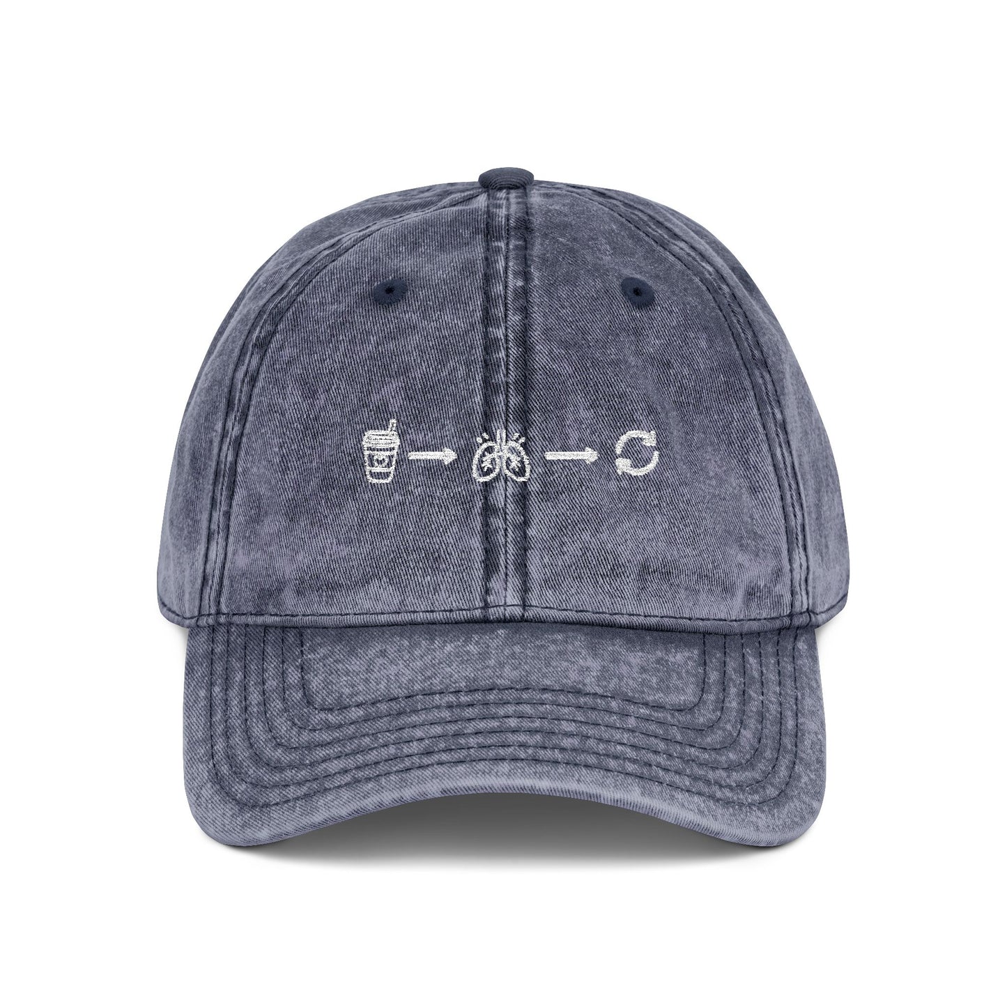 Vintage Washed Embroidered Cap — Minimal Morse Code Design