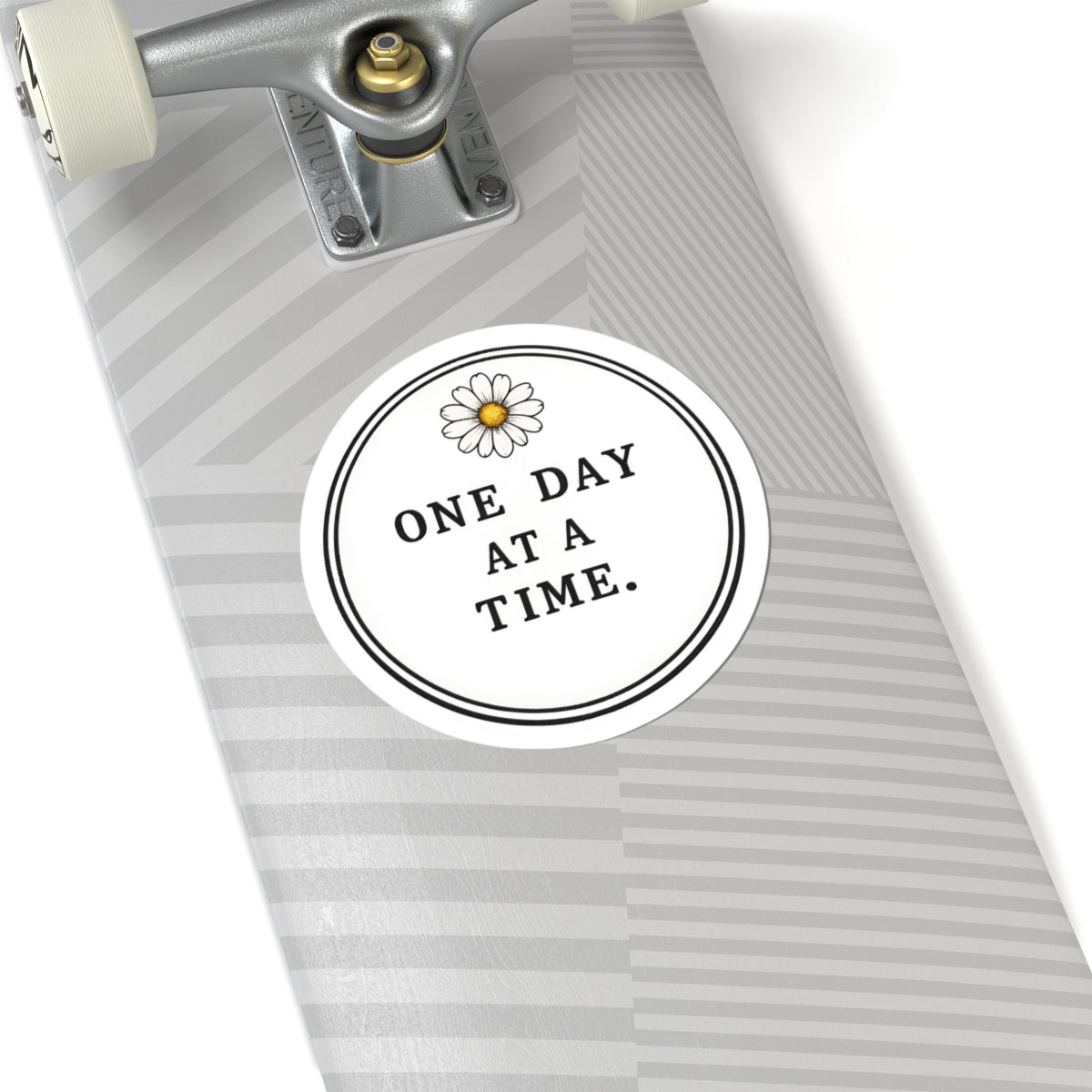 One Day At A Time Daisy Sticker — Inspirational Kiss-Cut Vinyl Decal