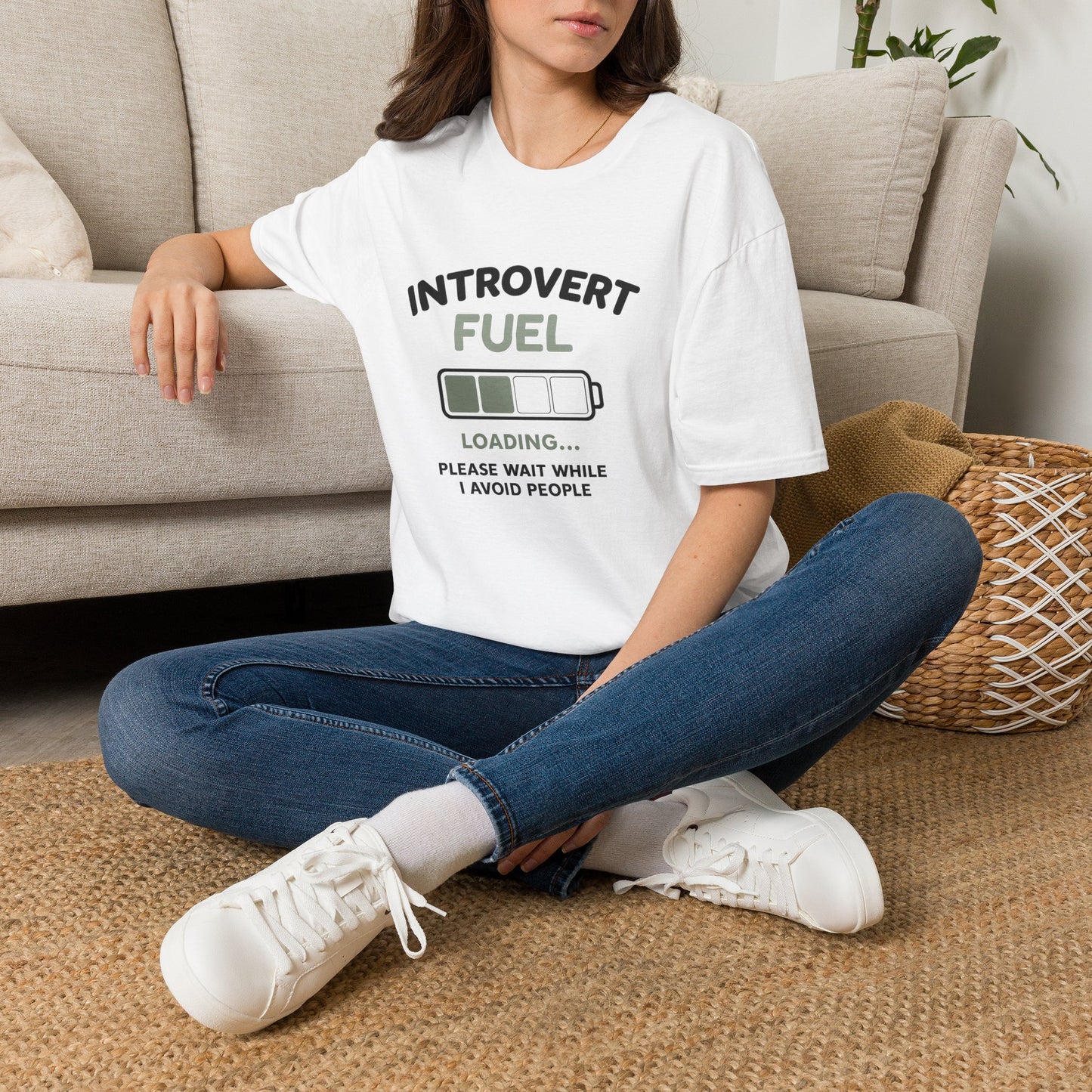 Introvert Fuel T‑Shirt — 'Introvert Fuel Loading' Battery Graphic Tee