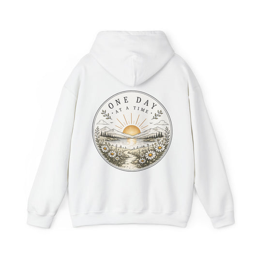 One Day at a Time Hoodie — Sunrise Floral Comfort Hooded Sweatshirt