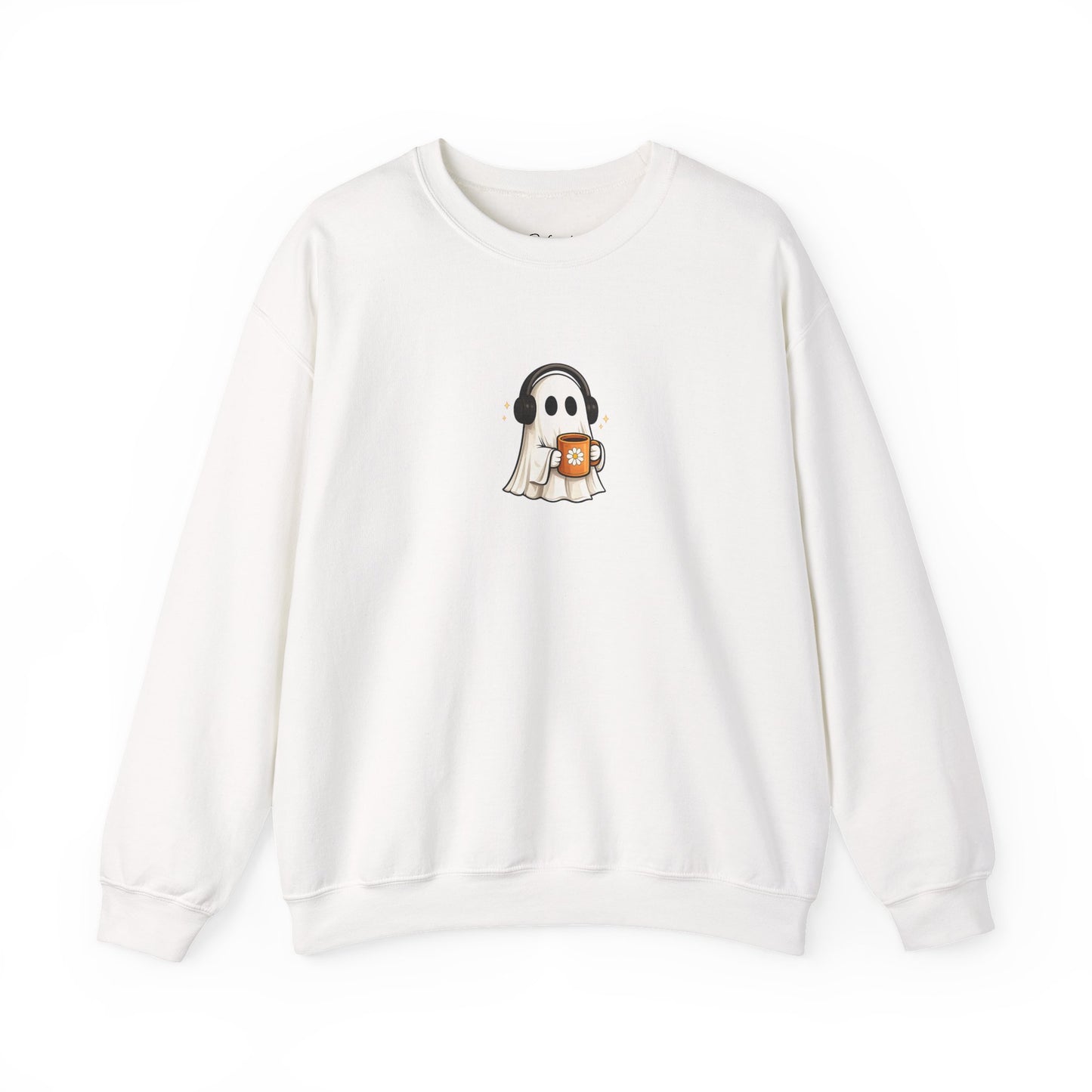 Cute Ghost Holding Pumpkin Crewneck Sweatshirt