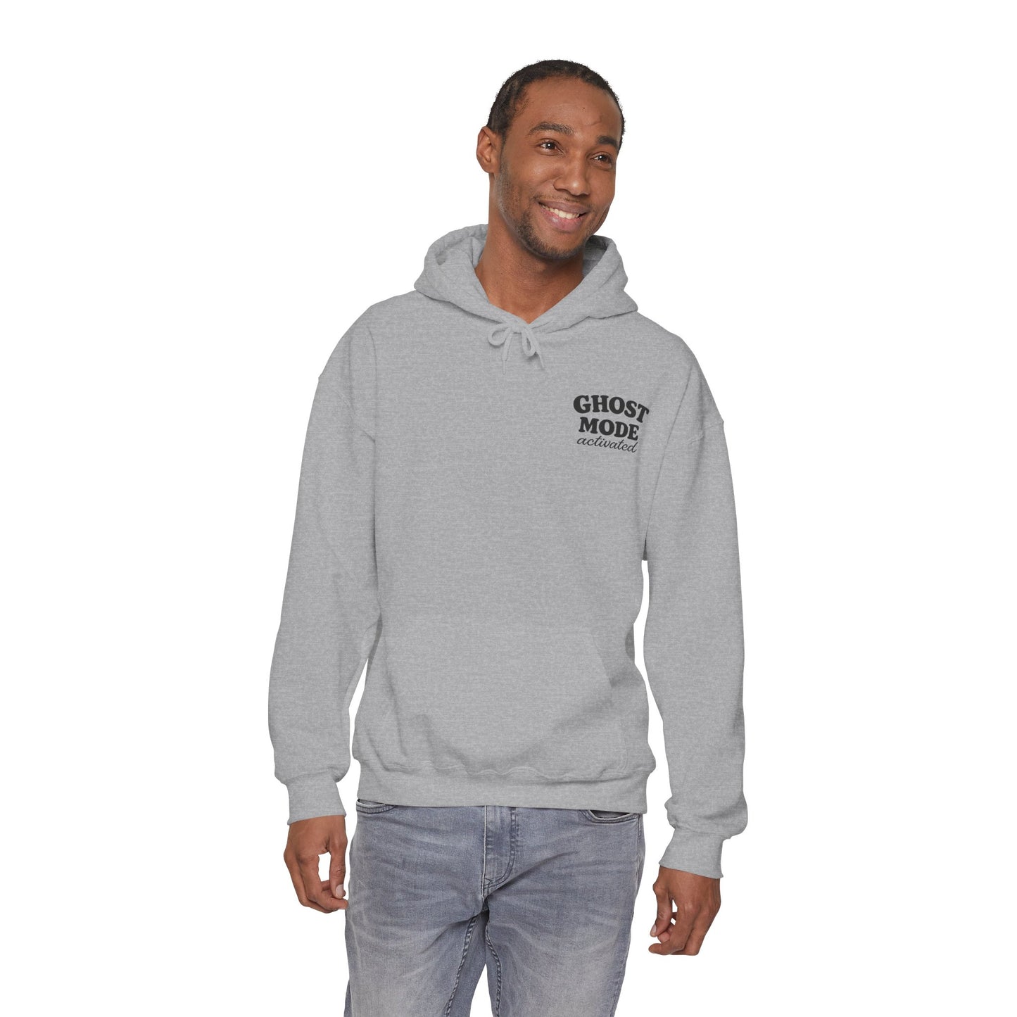 Ghost Mode Hoodie — Cute Ghost with Headphones & Coffee Pullover