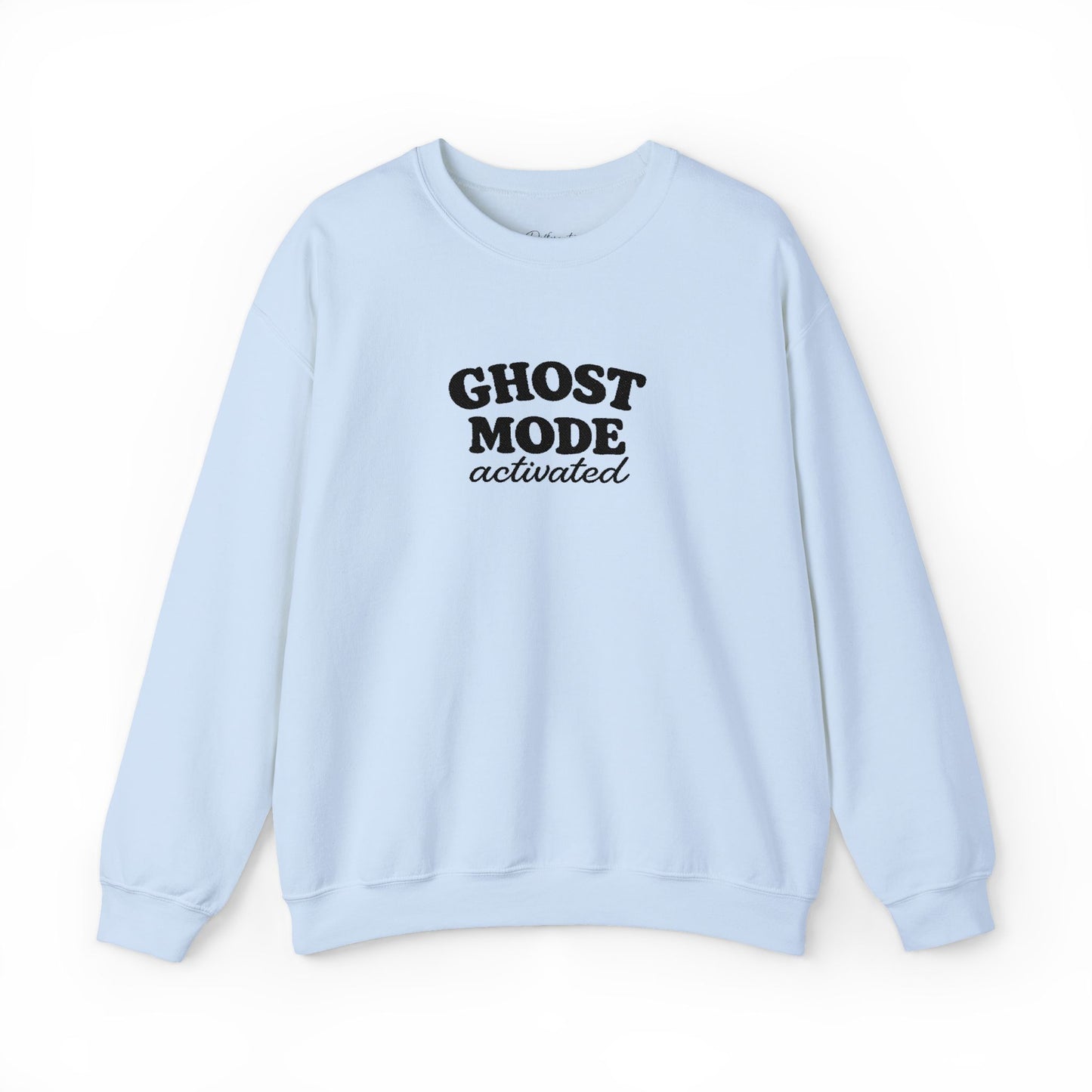 Ghost Mode Crewneck Sweatshirt — Minimalist White Pullover