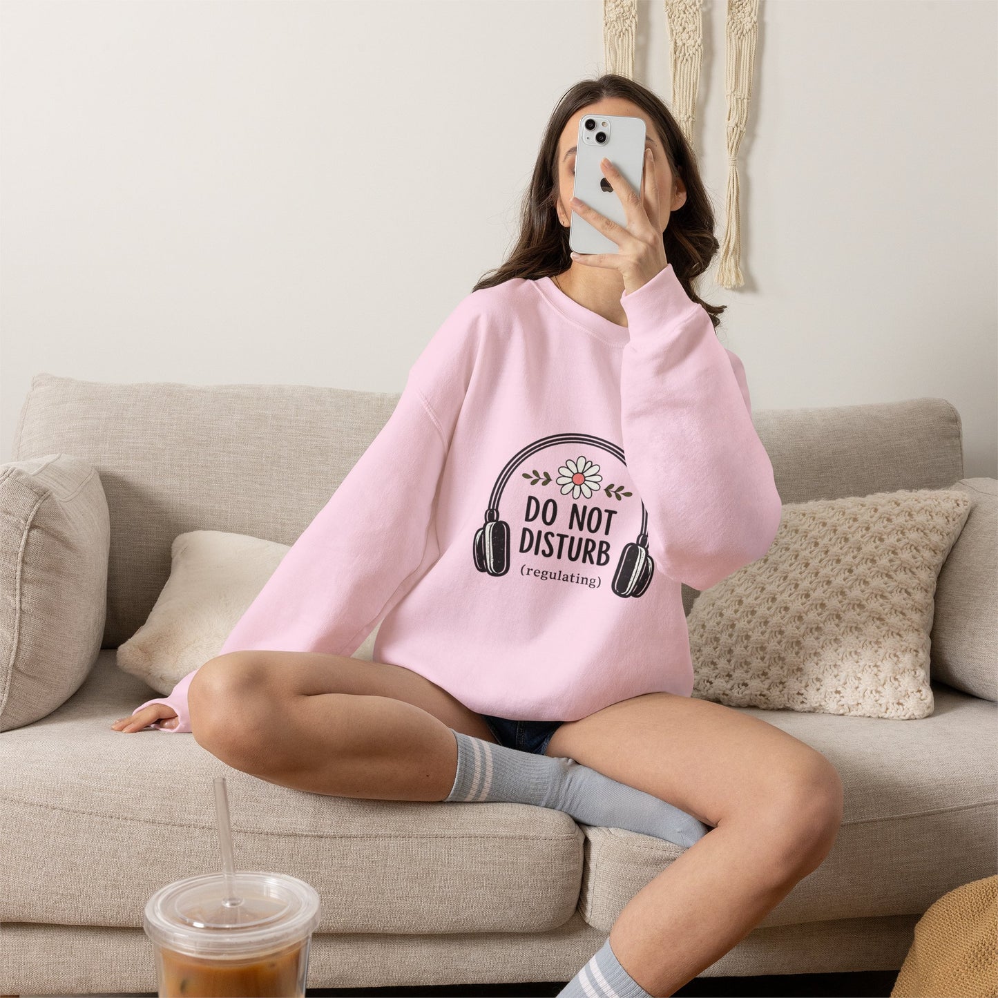 Do Not Disturb Sweatshirt – Cozy 'Do Not Disturb (regulating)' Headphones Graphic Crewneck