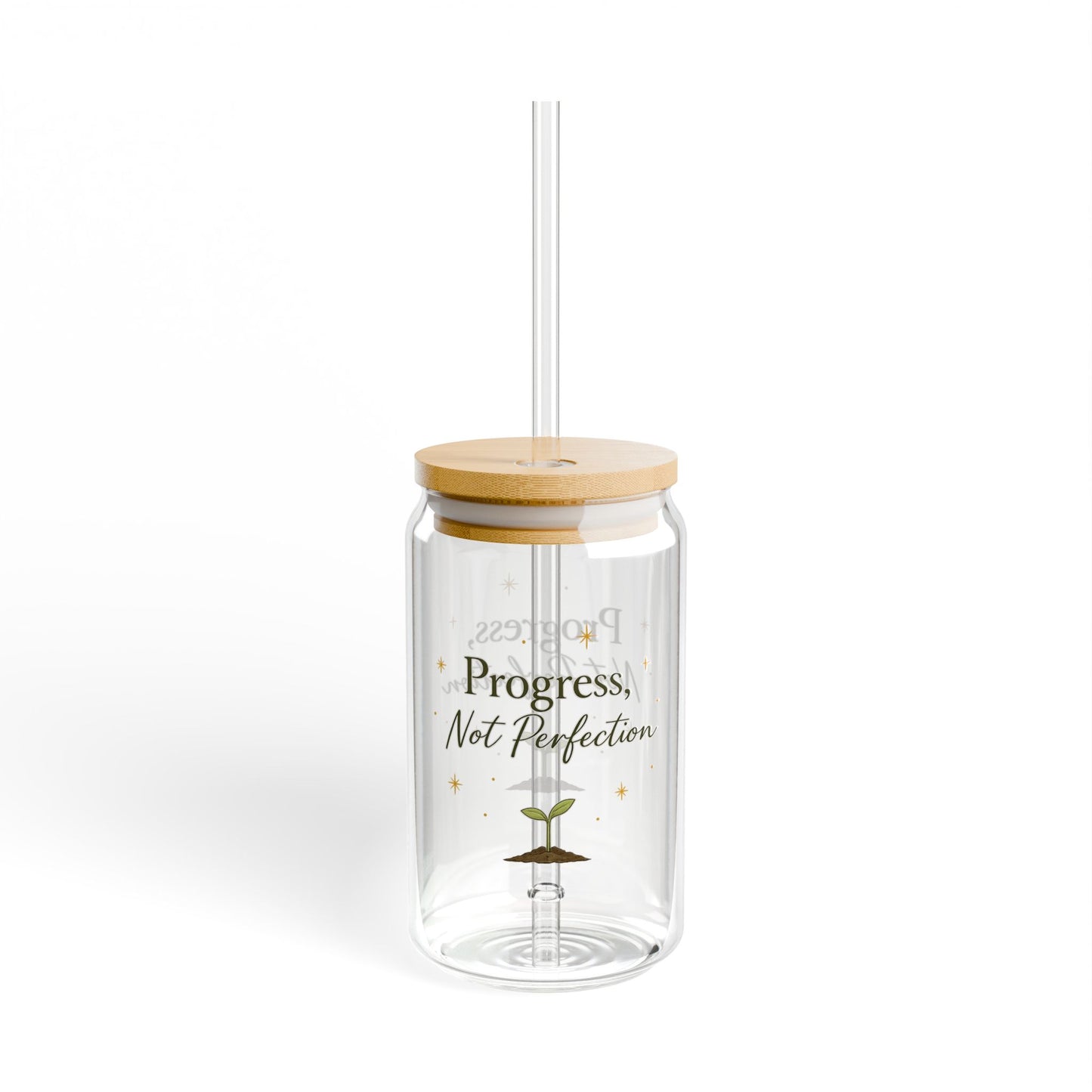 Progress Not Perfection Sipper Glass - 16oz Motivational Reusable Cup