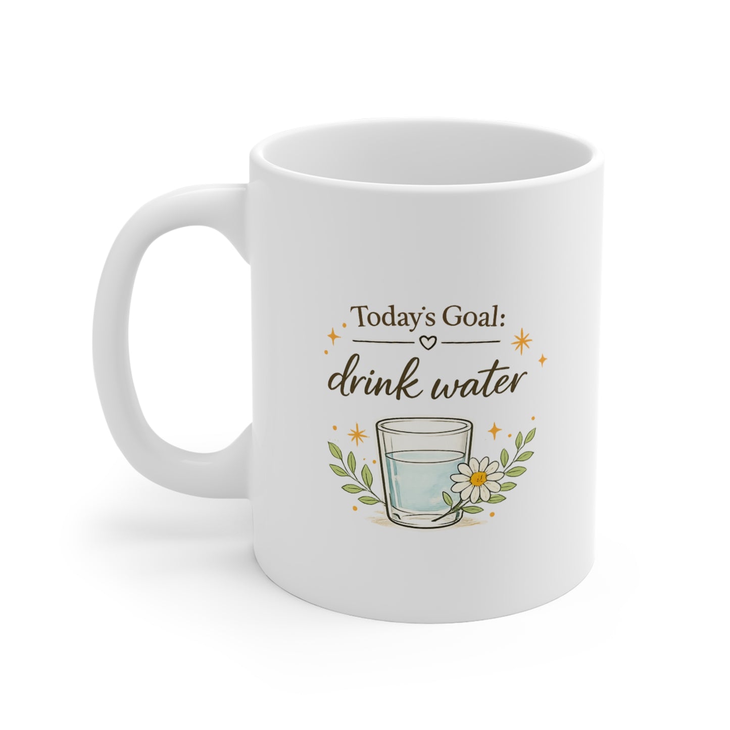 Mug — "Today's Goal: Drink Water" Cute Floral Hydration Reminder 11oz