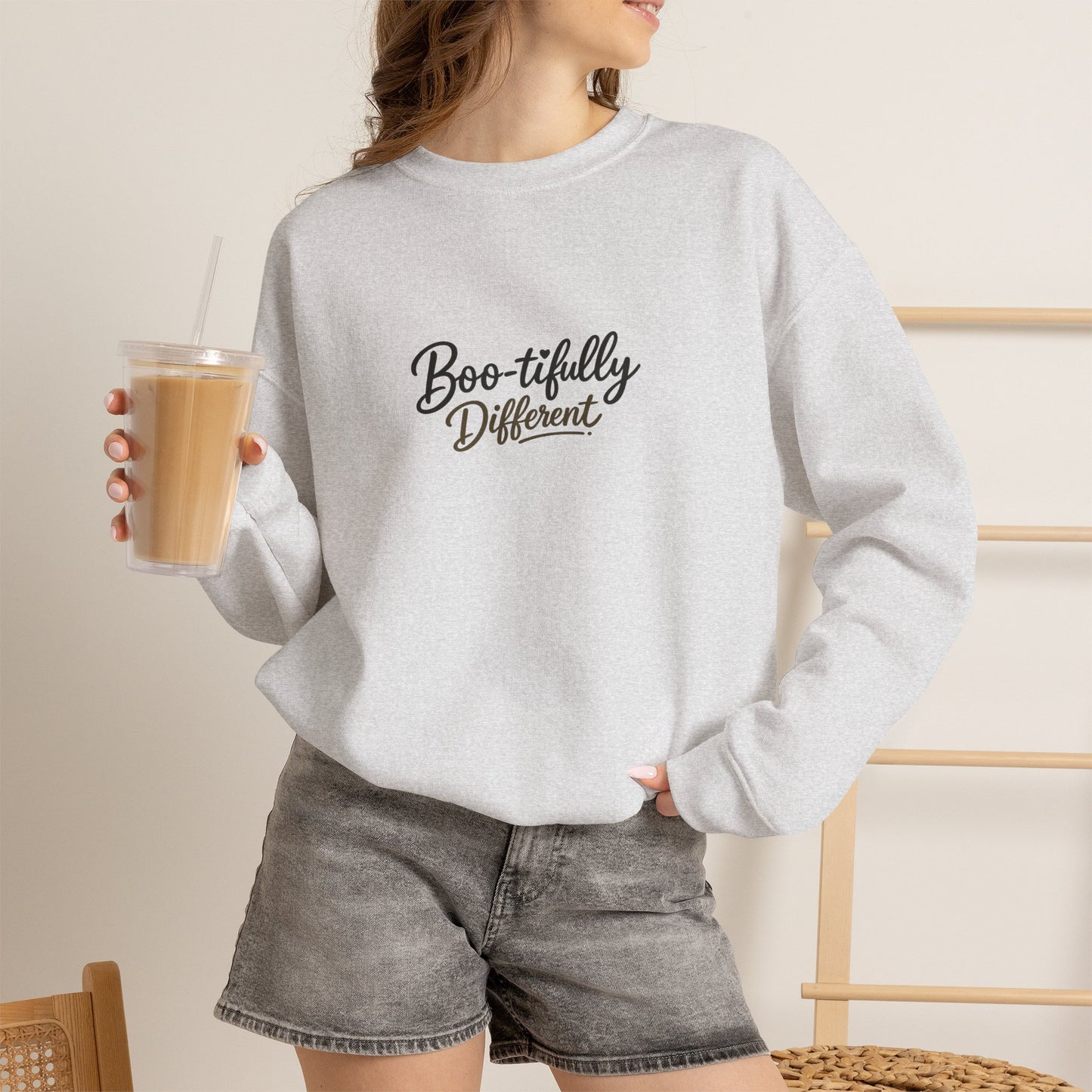 Boo-tifully Different Sweatshirt — Cute Halloween Quote Crewneck