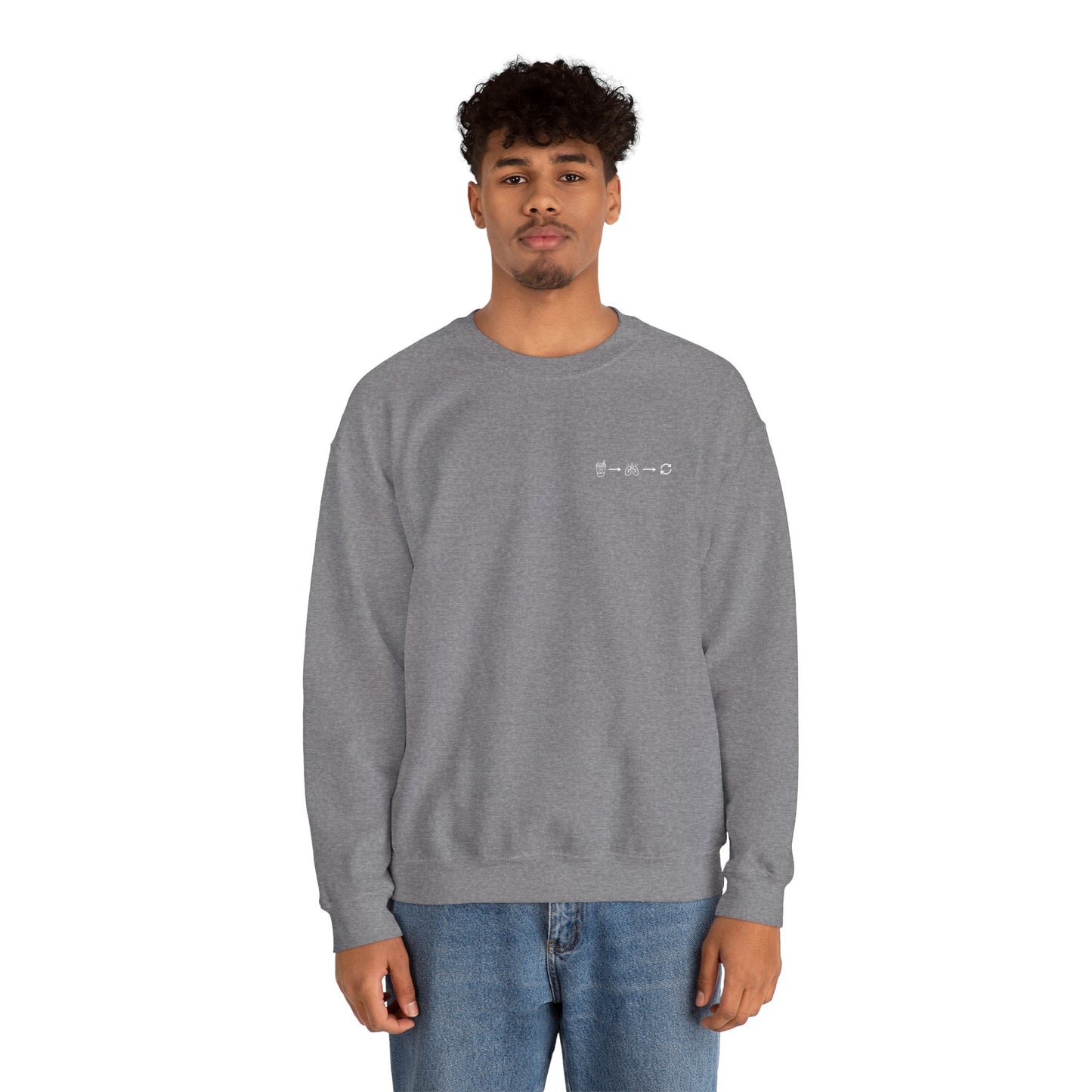 Minimal "Sip • Breathe • Repeat" Crewneck Sweatshirt — Calm, Neurodivergent-Friendly