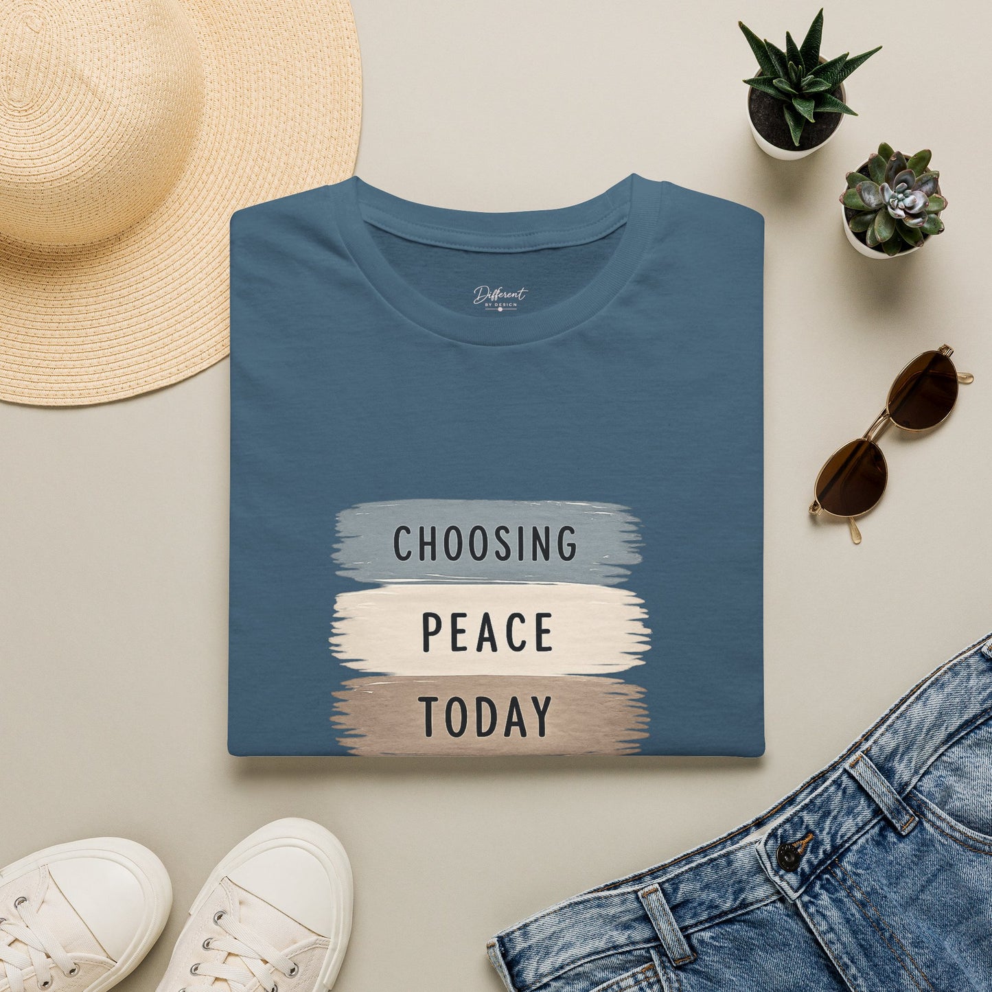 T-Shirt — "Choosing Peace Today" Inspirational Brushstroke Tee