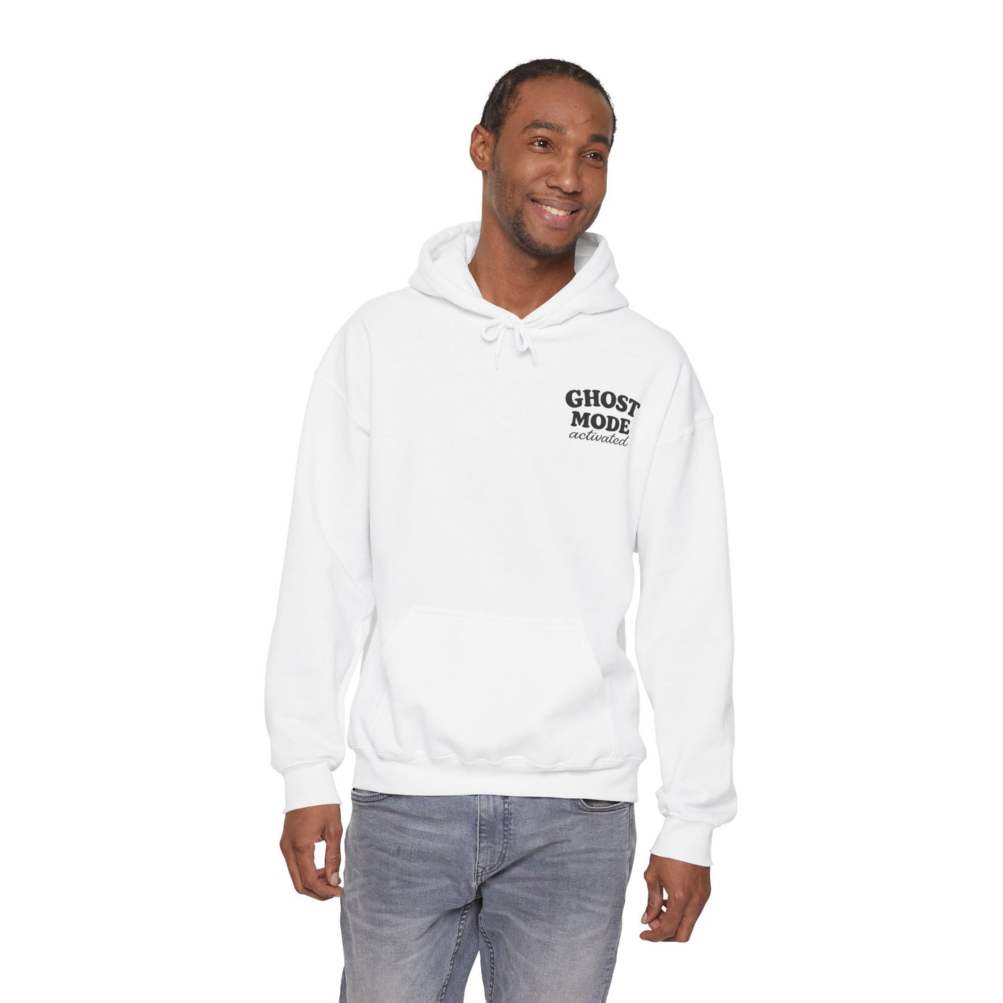 Ghost Mode Hoodie — Cute Ghost with Headphones & Coffee Pullover