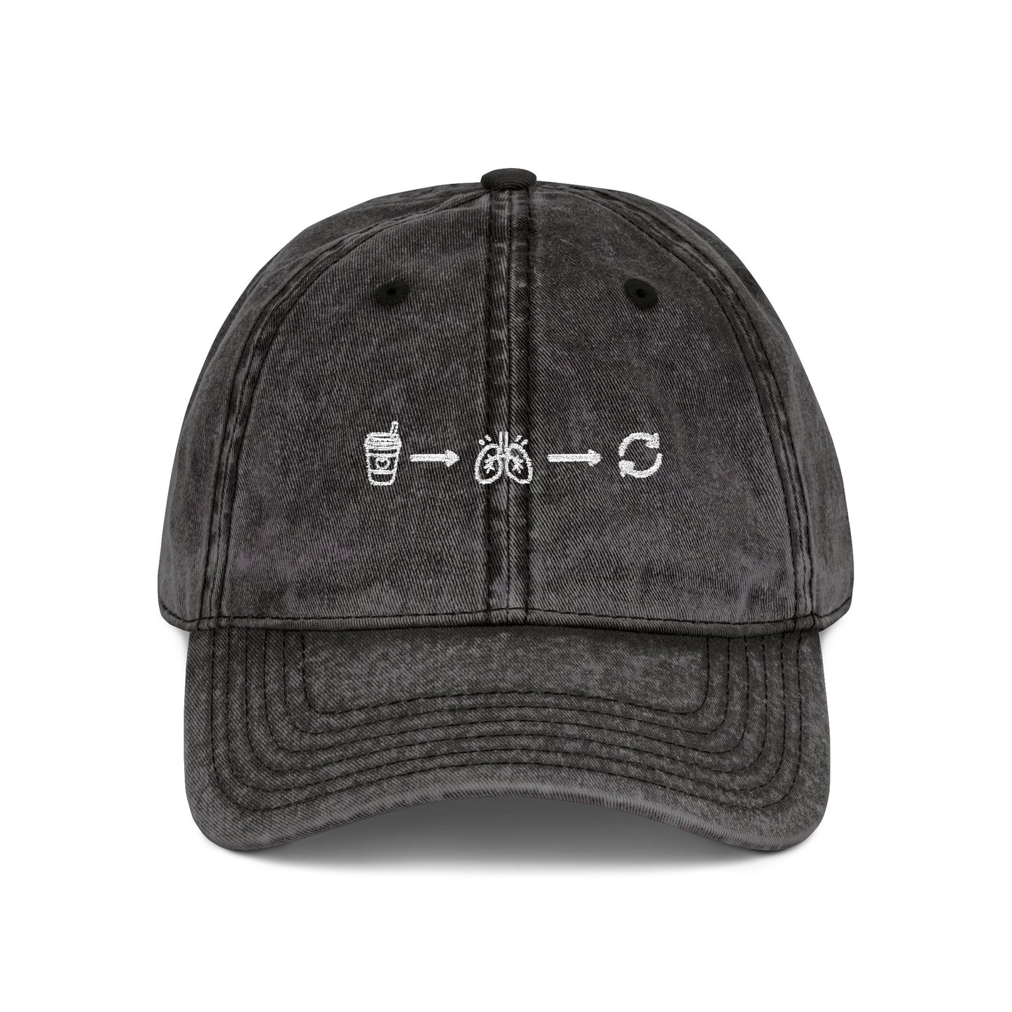 Vintage Washed Embroidered Cap — Minimal Morse Code Design