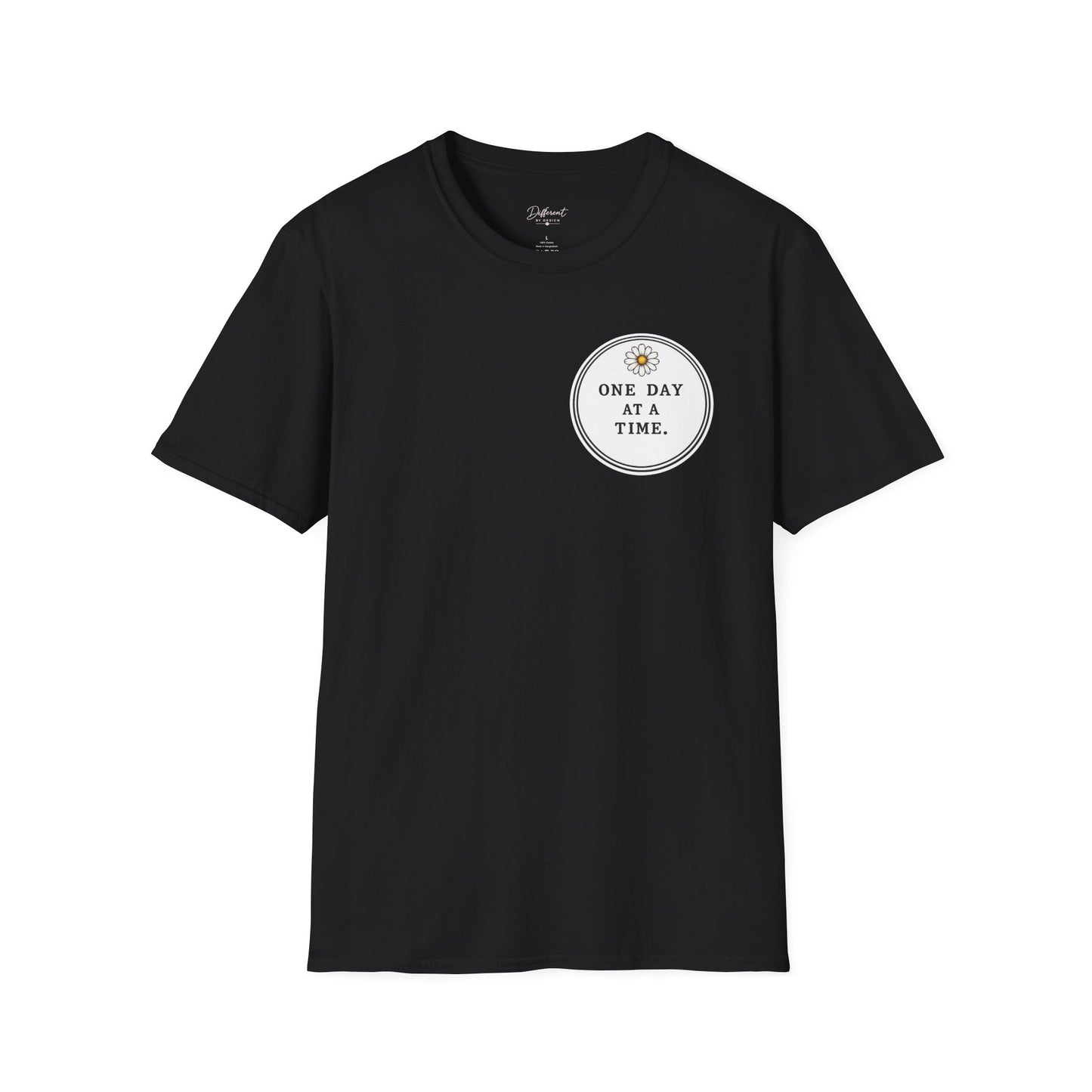T-Shirt — "One Day at a Time" Daisy Minimalist Inspirational Tee