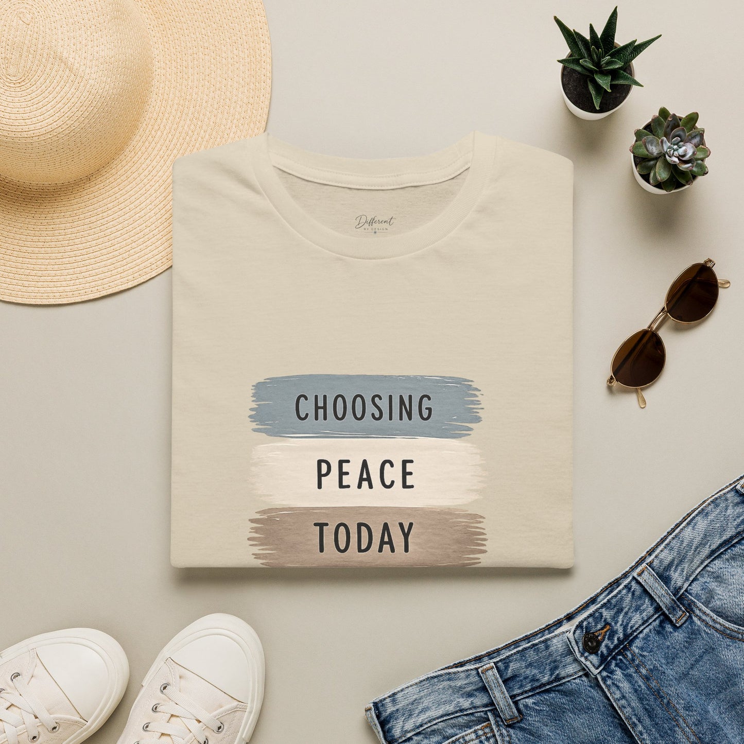 T-Shirt — "Choosing Peace Today" Inspirational Brushstroke Tee