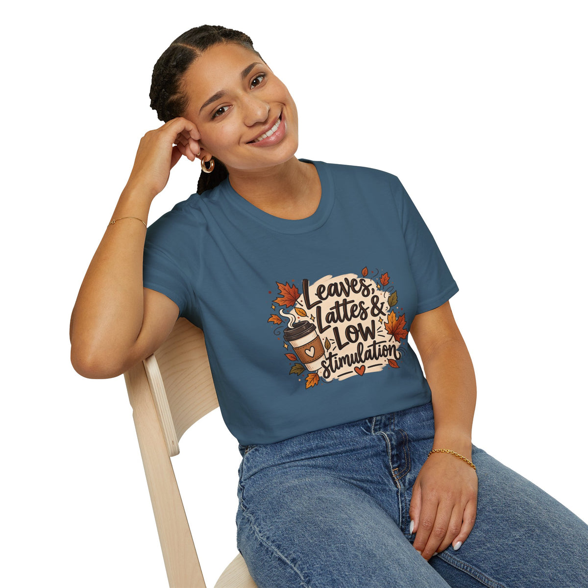 Fall Graphic Tee — "Leaves, Lattes & Low Stimulation" Cozy Autumn T-Shirt