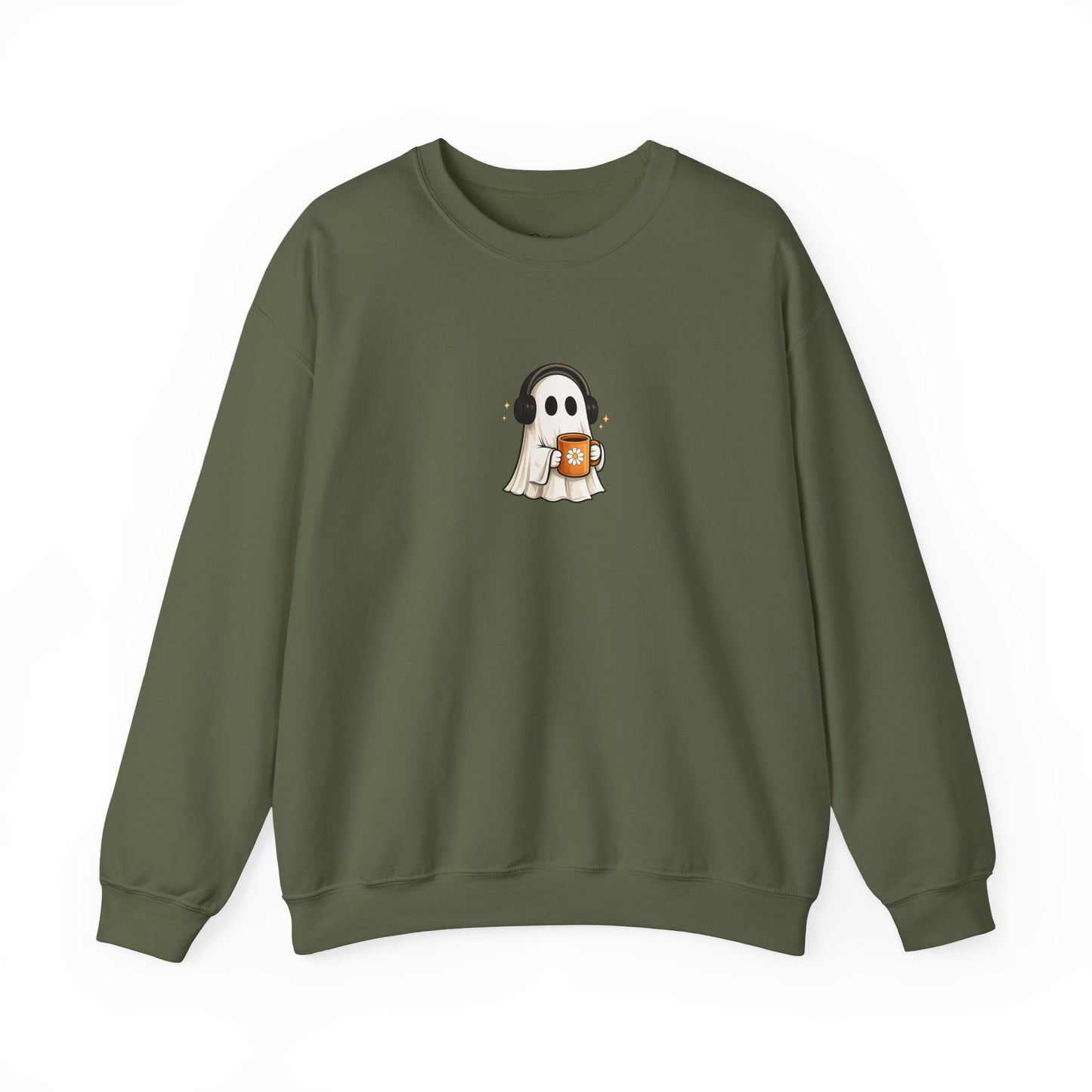 Cute Ghost Holding Pumpkin Crewneck Sweatshirt