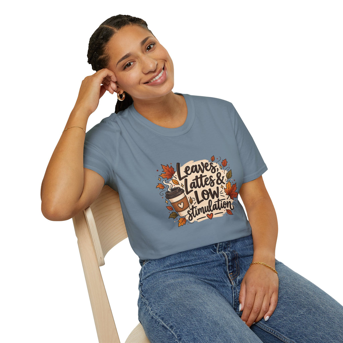 Fall Graphic Tee — "Leaves, Lattes & Low Stimulation" Cozy Autumn T-Shirt